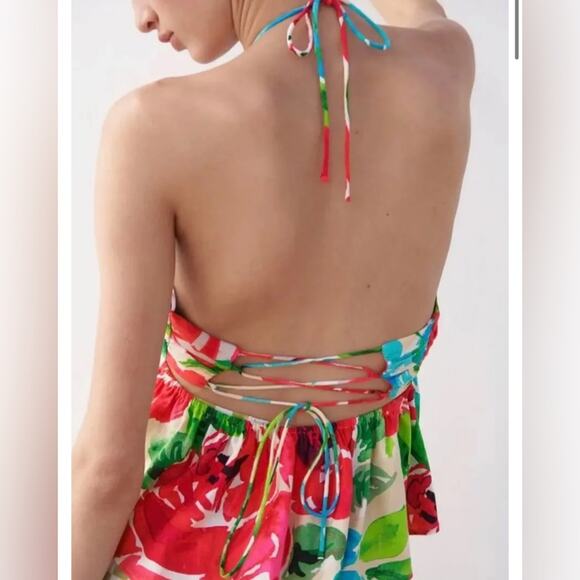 Zara Floral Multicolor Women's Top Size Large NWOT - Picture 3 of 6